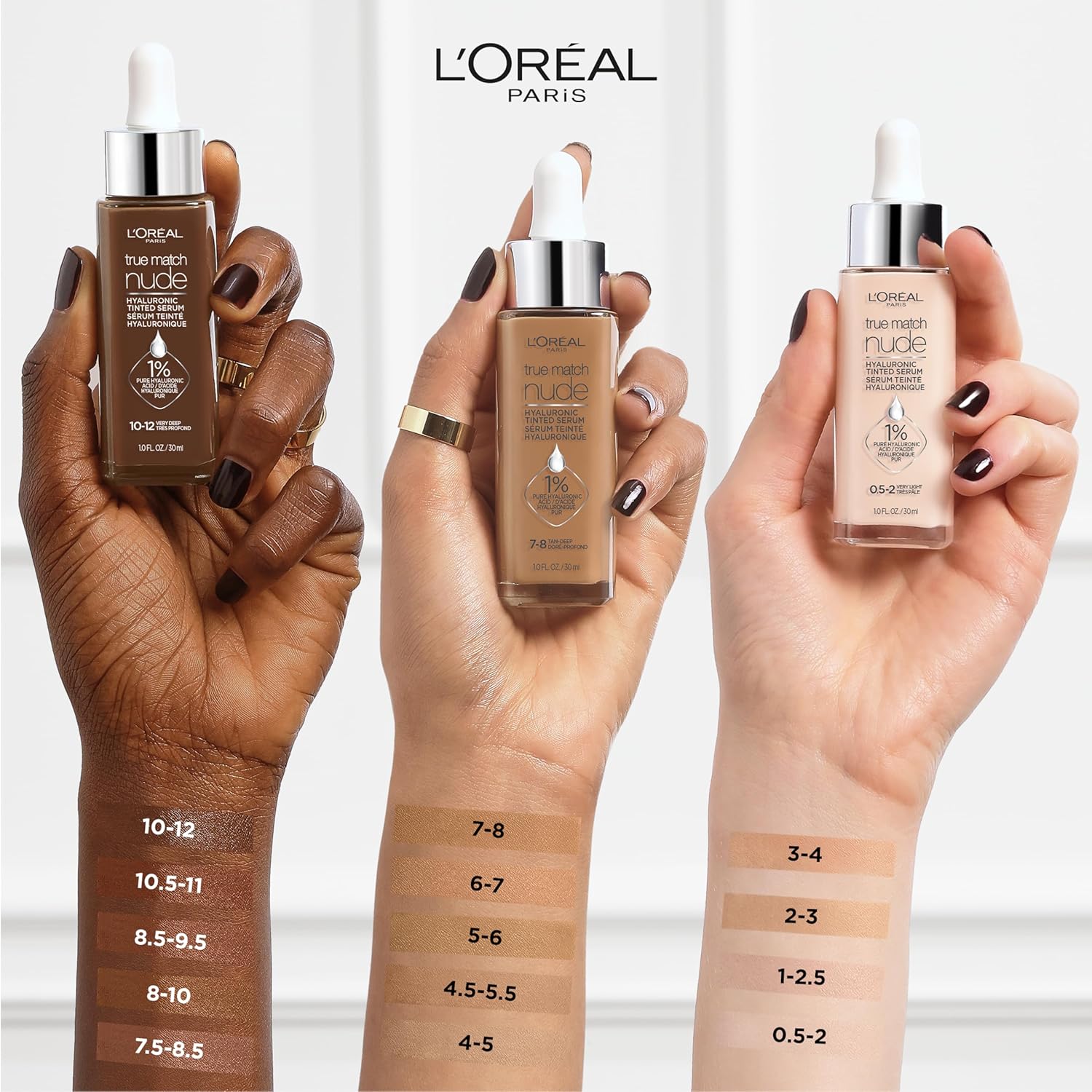 L'Oreal Paris True Match Nude Hyaluronic Tinted Serum Foundation - 1% Hyaluronic Acid, Medium 4-5, 1 fl. oz. | Hydrating, Vegan, Lightweight Coverage