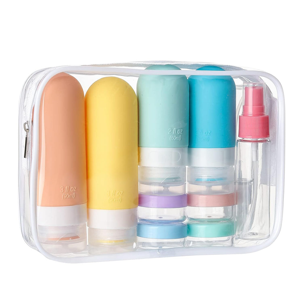 16-Pack TSA-Approved Leak-Proof Silicone Travel Bottles Set | Toiletries Containers for Shampoo, Conditioner, Lotion & Body Wash