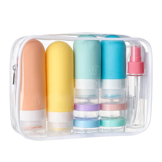 16-Pack TSA-Approved Leak-Proof Silicone Travel Bottles Set | Toiletries Containers for Shampoo, Conditioner, Lotion & Body Wash