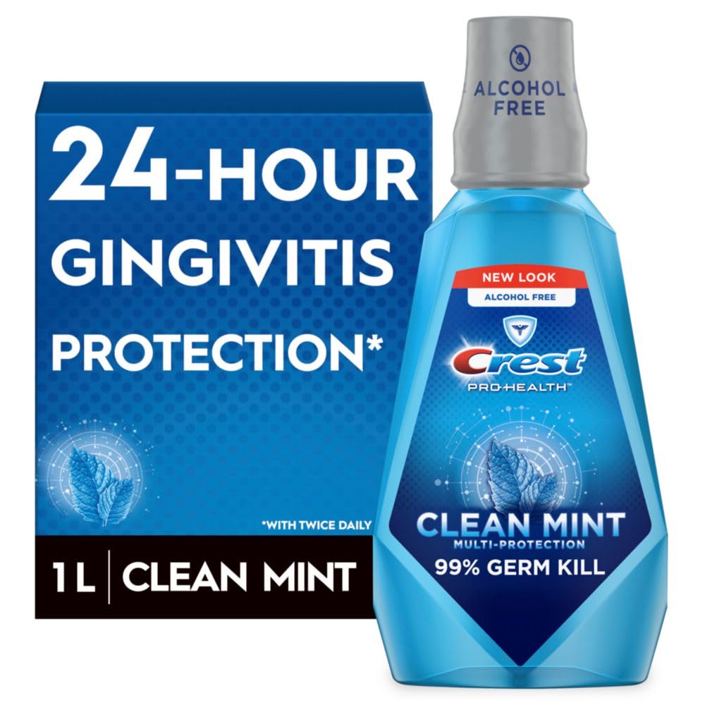 Title: Crest Pro-Health Multi-Protection Mouthwash with CPC, Clean Mint – Alcohol-Free Gingivitis Treatment, 1L (33.8 fl oz)