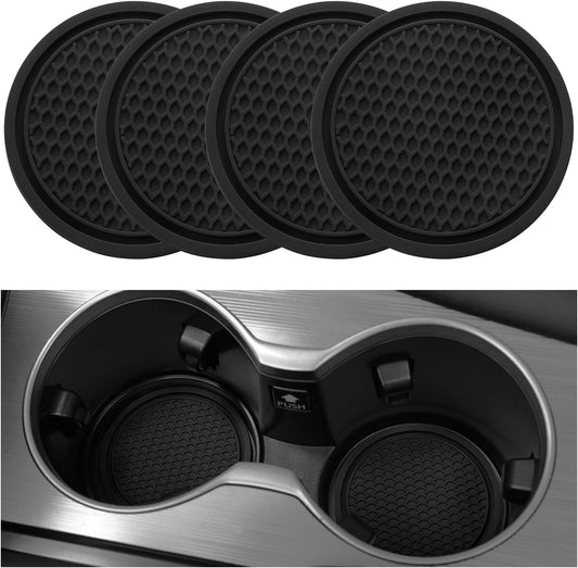 Title: SINGARO Car Cup Coaster – 4PCS Universal Non-Slip Silicone Cup Holders for Car Interior Accessories | Waterproof & Dustproof Ornaments, Black