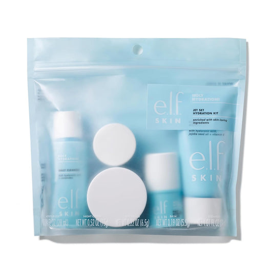 Title e.l.f. SKIN Holy Hydration! Jet Set Hydration Kit | TSA-Approved Skincare Set with Cleanser, Balm, Moisturizer, Eye Cream & Night Cream | Vegan & Cruelty-Free