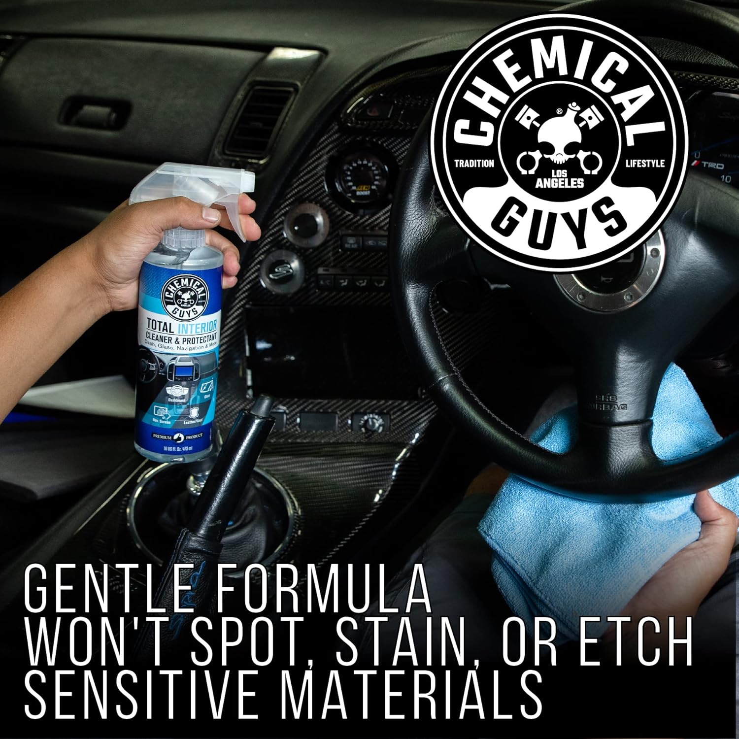 Chemical Guys Total Interior Cleaner & Protectant – All-in-One Car Interior Cleaner for Leather, Vinyl, Carpet, Glass, and More | Safe for Cars, Trucks, SUVs, RVs, Motorcycles, and Homes | 16 fl oz - Ballimart