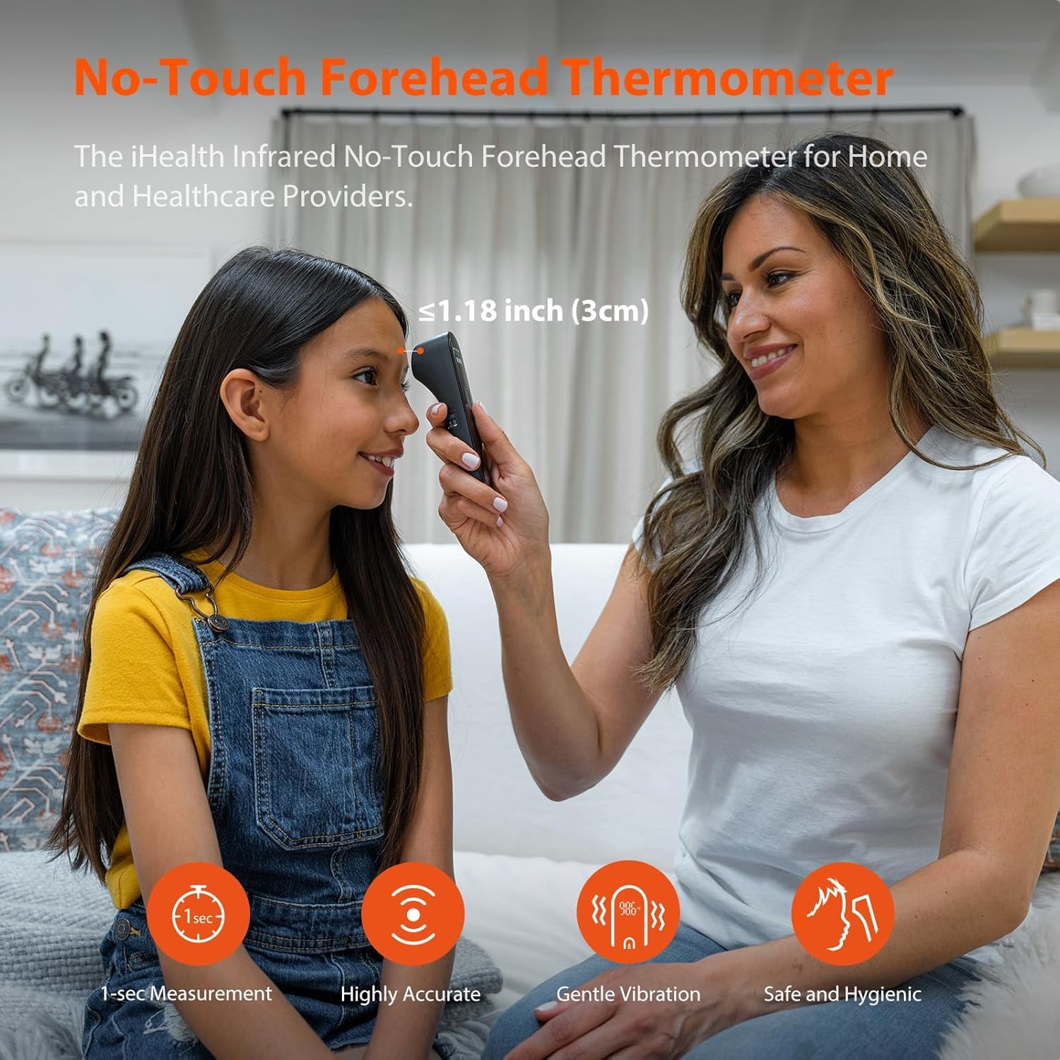 iHealth No-Touch Forehead Thermometer, Digital Infrared Baby & Adult Thermometer – Hygienic, Accurate, Non-Contact, 3 Ultra-Sensitive Sensors, Quiet Vibration Feedback