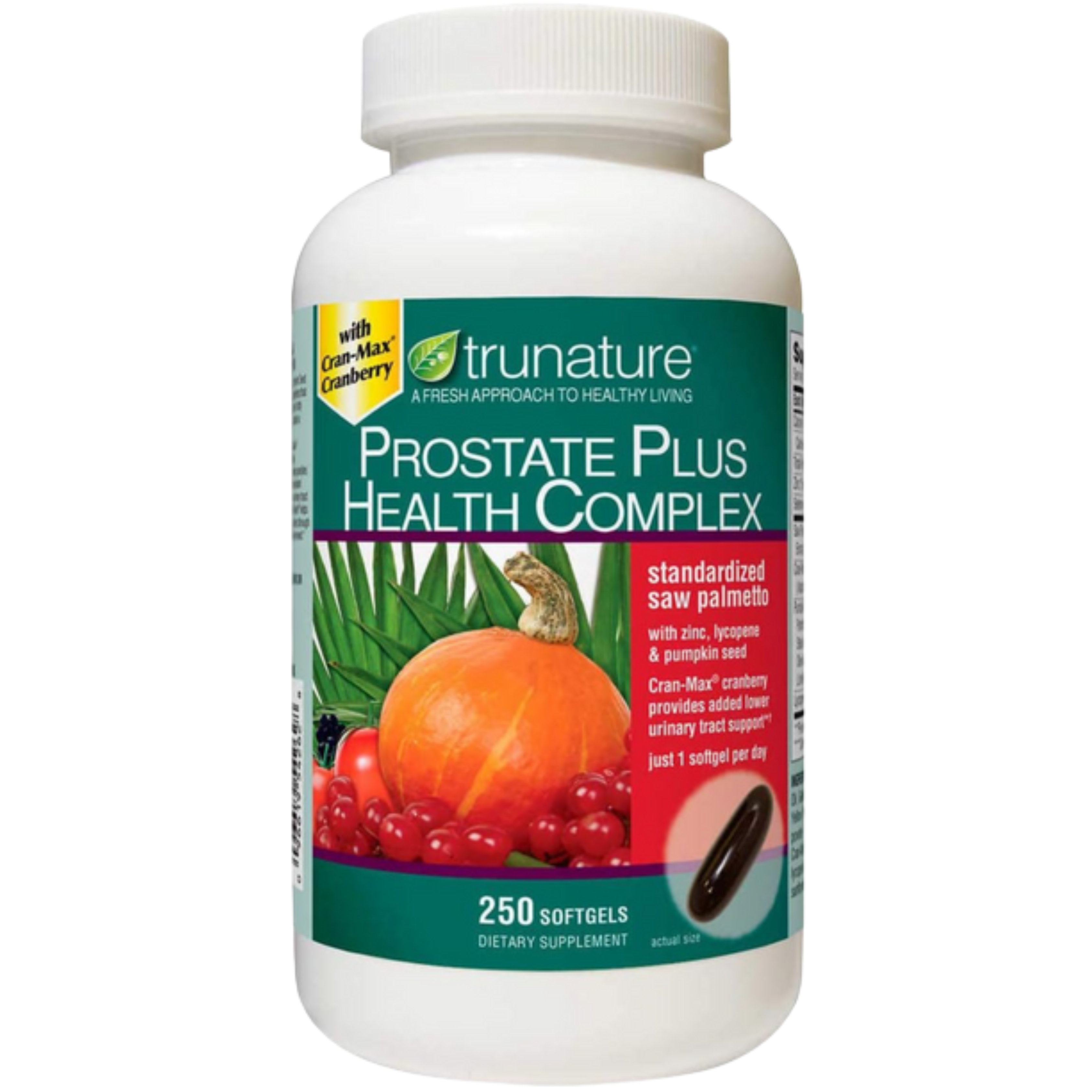 TruNature Prostate Health Complex – Saw Palmetto, Lycopene, Zinc & Pumpkin Seed – 250 Softgels