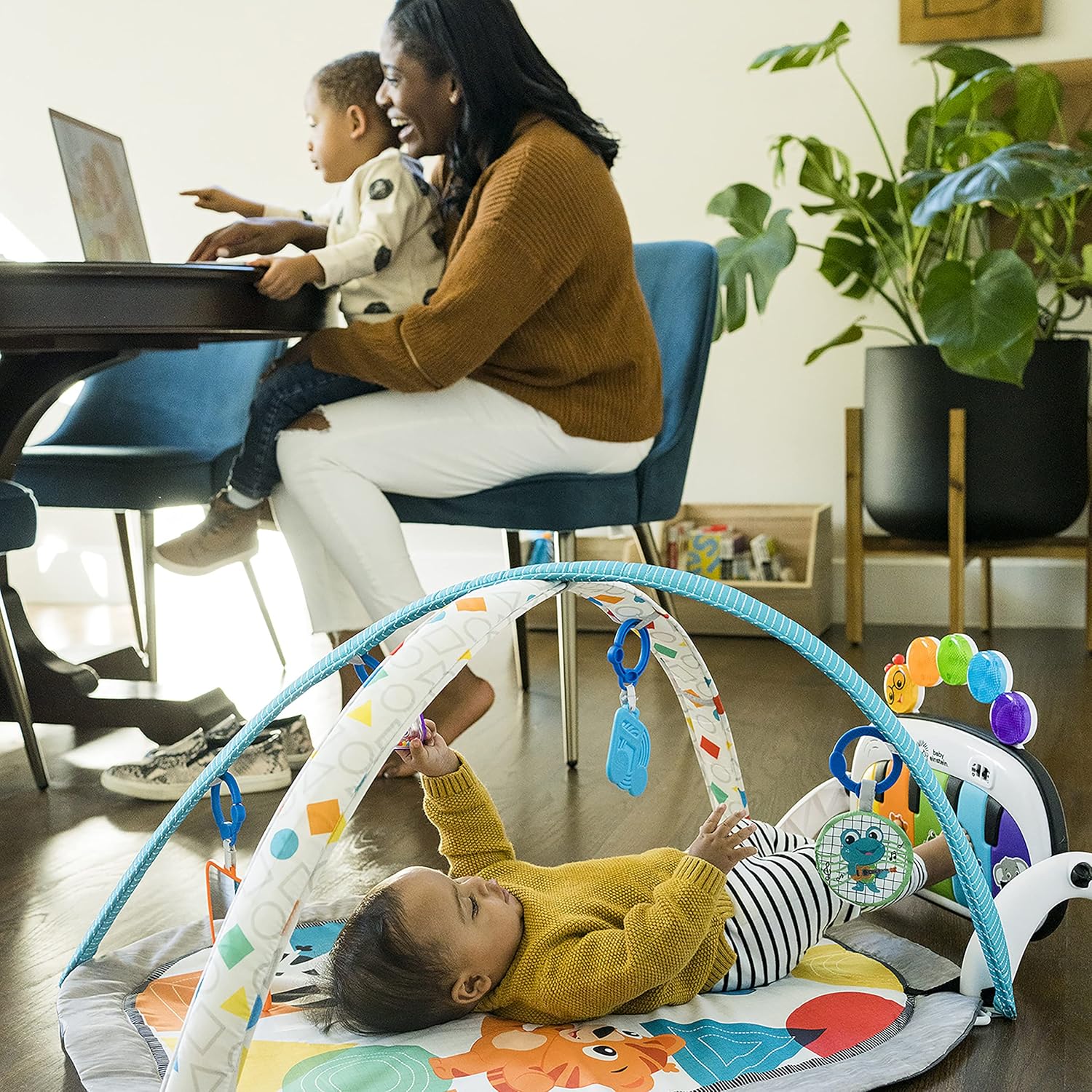 Baby Einstein 4-in-1 Kickin’ Tunes Music & Language Discovery Play Gym – Tummy Time Mat with Kick Piano & Sensory Toys