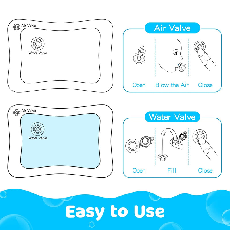 Inflatable Tummy Time Water Play Mat for Babies & Infants | Developmental Baby Toys for 3 to 12 Months | Portable & Sensory Baby Gift