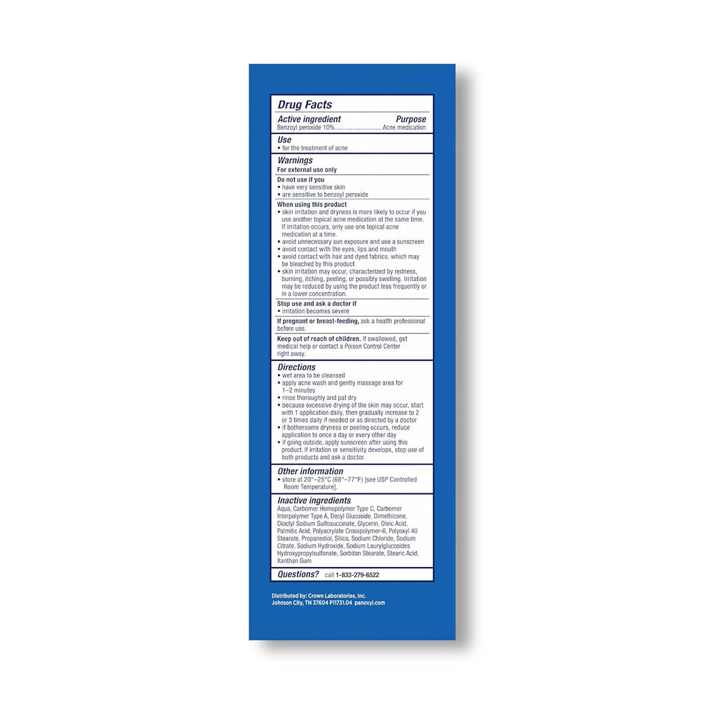 PanOxyl Acne Foaming Wash 10% Benzoyl Peroxide | Maximum Strength Antimicrobial Treatment for Face, Chest & Back | 5.5 oz - Ballimart