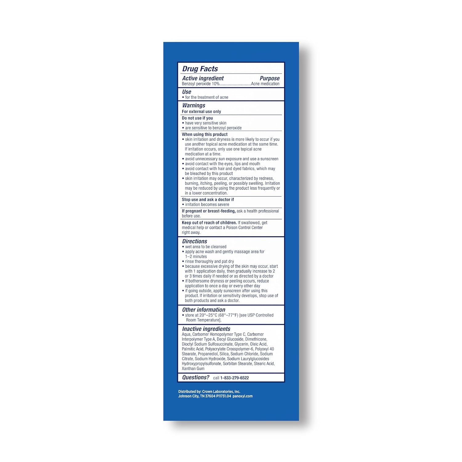 PanOxyl Acne Foaming Wash 10% Benzoyl Peroxide | Maximum Strength Antimicrobial Treatment for Face, Chest & Back | 5.5 oz - Ballimart