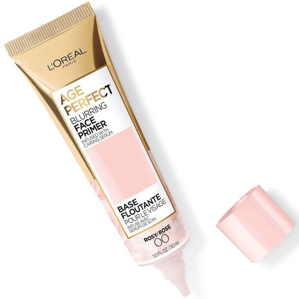 L'Oreal Paris Age Perfect Blurring Face Primer | Infused with Caring Serum | Smooths Lines & Pores | Universal Rosy Formula