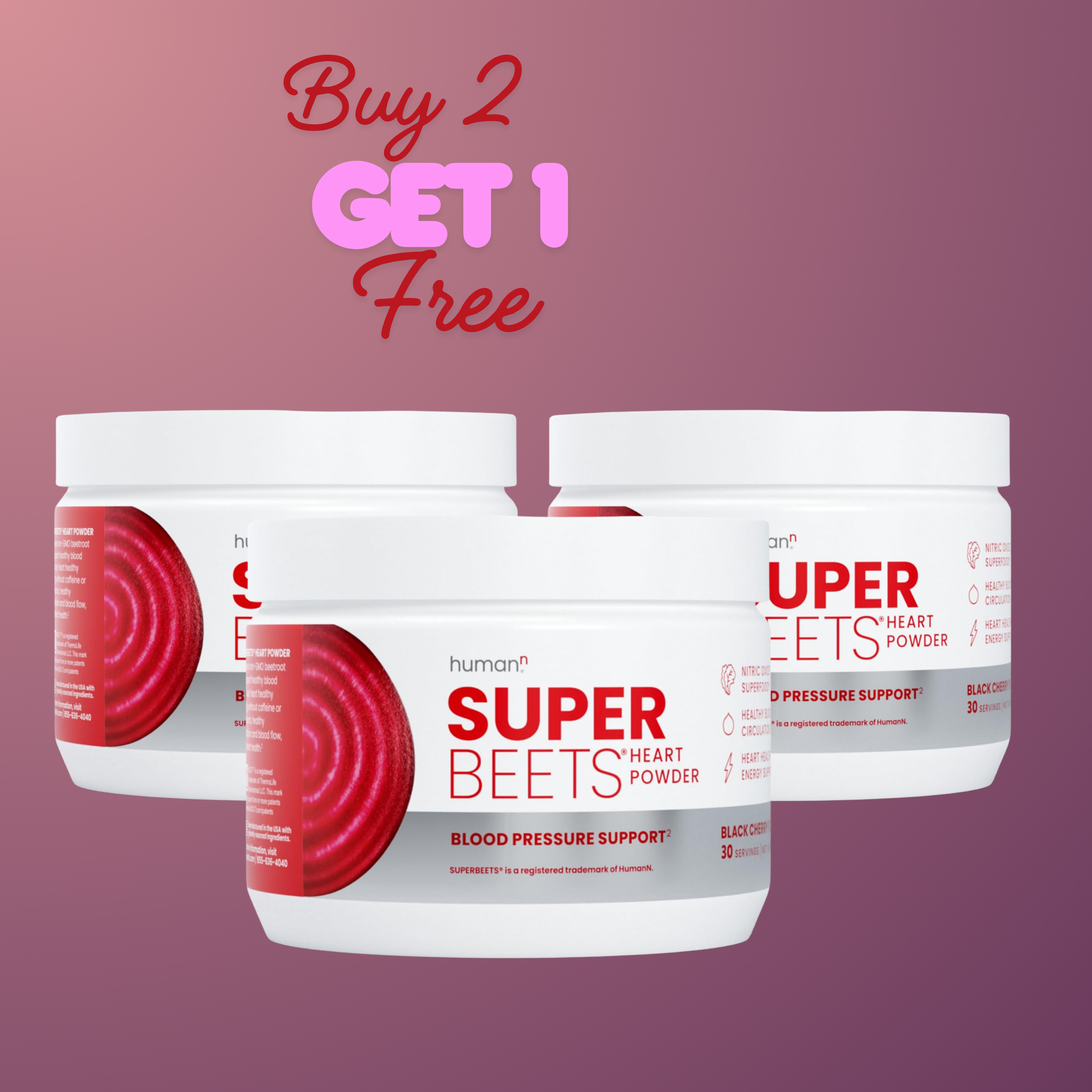 Buy 2, Get One FREE – HumanN SuperBeets Beet Root Powder – Black Cherry