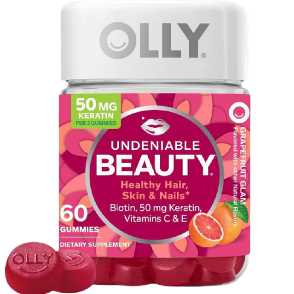 OLLY Undeniable Beauty Gummies – Biotin, Vitamin C & Keratin for Hair, Skin & Nails, 30-Day Supply, Gluten-Free Grapefruit Flavor