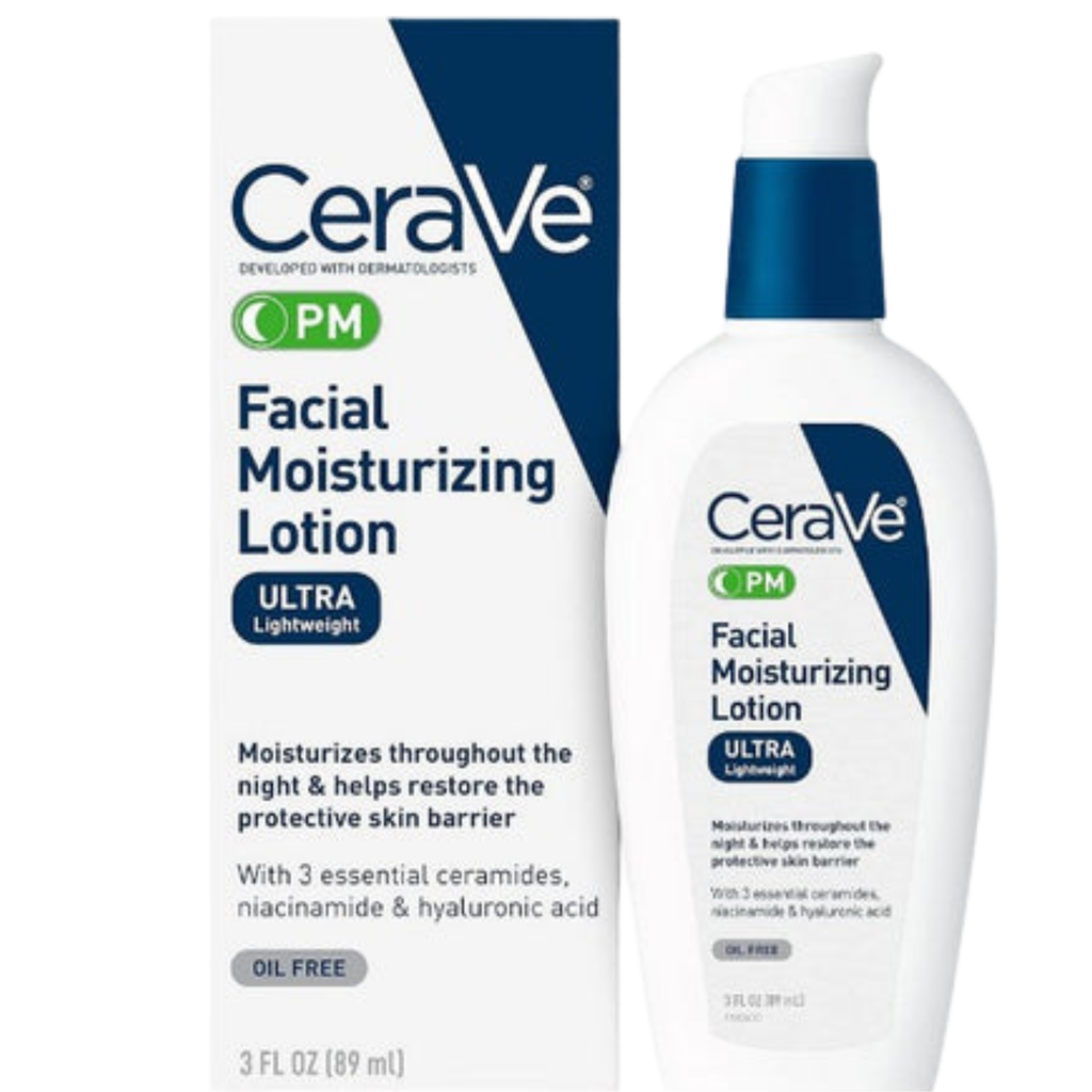 CeraVe PM Facial Moisturizing Lotion | Oil-Free Night Cream with Hyaluronic Acid & Niacinamide | 3oz
