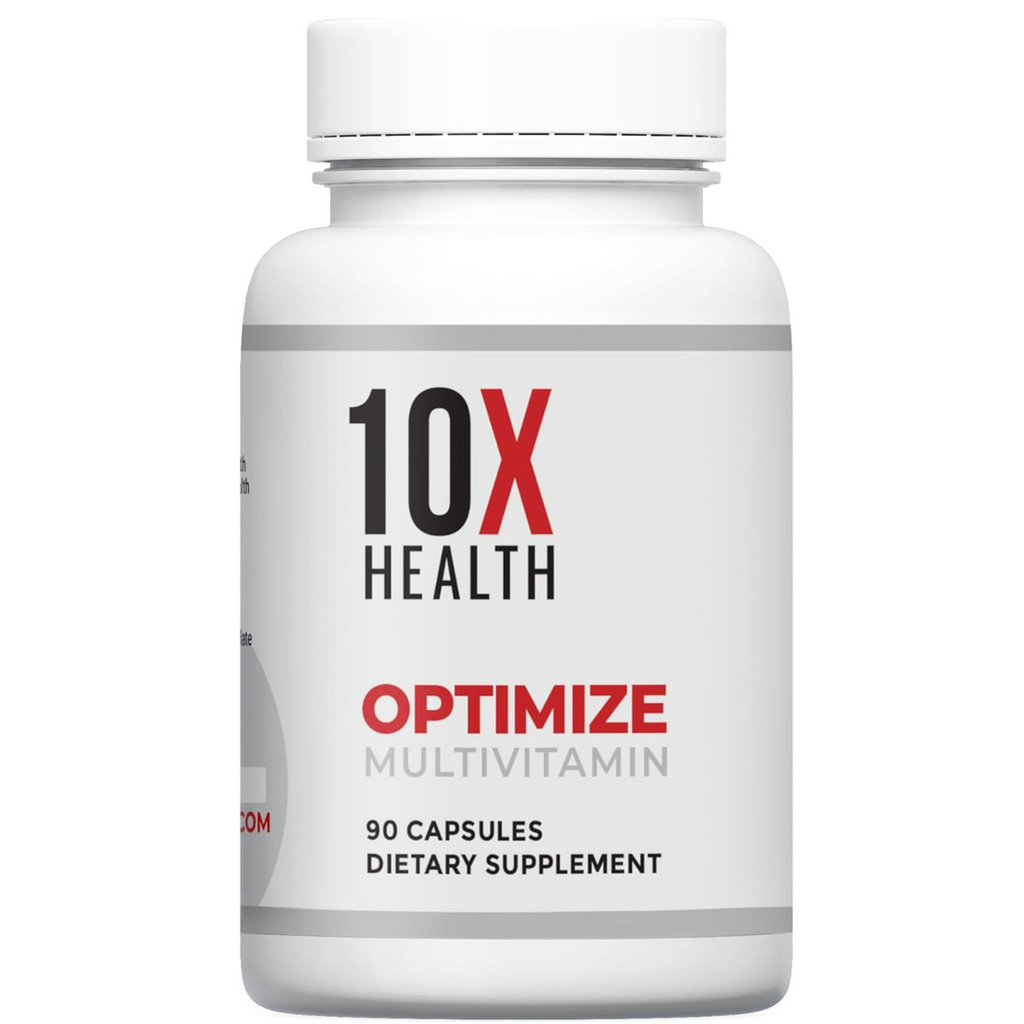 10X Health Optimize Methylated Multivitamin - 90 Capsules, 34 in 1 Formula with 800 mcg of Vitamin B12 - Methylated Multivitamin for Men & Women with 5-MTHF, NAC, Methyl B Complex - MTHFR Supplement