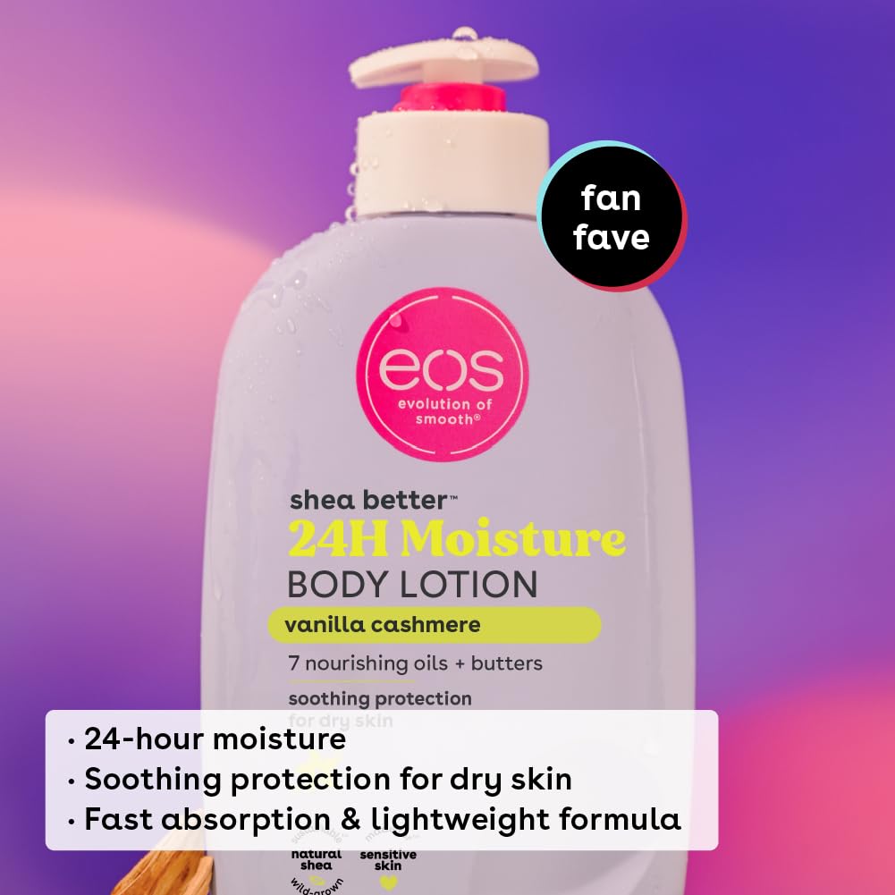 eos Shea Better Body Lotion - Vanilla Cashmere, 24-Hour Moisture, Lightweight, Non-Greasy, Vegan & Cruelty-Free, 16 fl oz - Ballimart