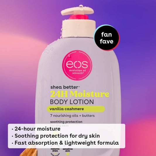 eos Shea Better Body Lotion - Vanilla Cashmere, 24-Hour Moisture, Lightweight, Non-Greasy, Vegan & Cruelty-Free, 16 fl oz - Ballimart