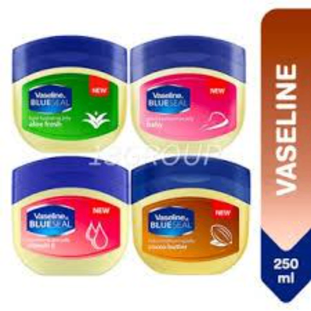 Vaseline Blue Seal Variety 4-Pack (50ml Each) - Cocoa Butter, Vitamin E, Aloe Fresh &amp; Original | Travel Size Moisturizing Jars for Soft, Hydrated Skin