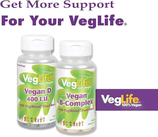 VegLife Vegan Iron Supplement | 25mg Iron Plus Vitamin C, Folic Acid & B-12 | Plant-Based Tablets for Women & Men | 2 Pack, 100 Tablets