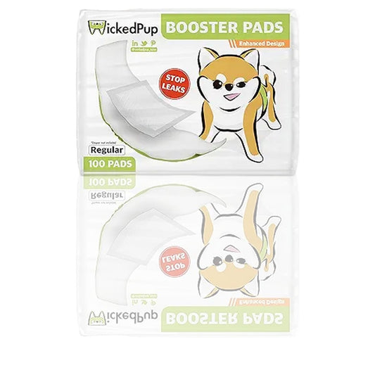 WICKEDPUP Dog Diaper Liners Booster Pads – 100ct Disposable Inserts for Male & Female Dogs | Extra Absorbent & Leak-Proof