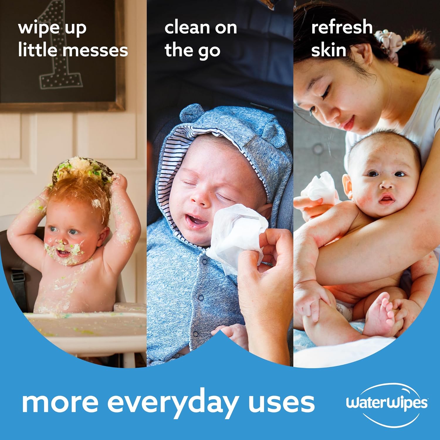 WaterWipes Plastic-Free Original Baby Wipes - Unscented, 99.9% Water-Based, Hypoallergenic, 60 Count (Pack of 12) | Ideal for Sensitive Newborn & Premature Skin - Ballimart