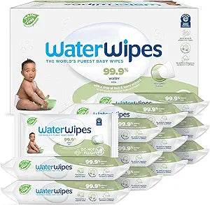 WaterWipes Plastic-Free Textured Clean Baby & Toddler Wipes - 99.9% Water-Based, Unscented, Hypoallergenic, Sensitive Skin Safe | 60 Count (12 Packs)