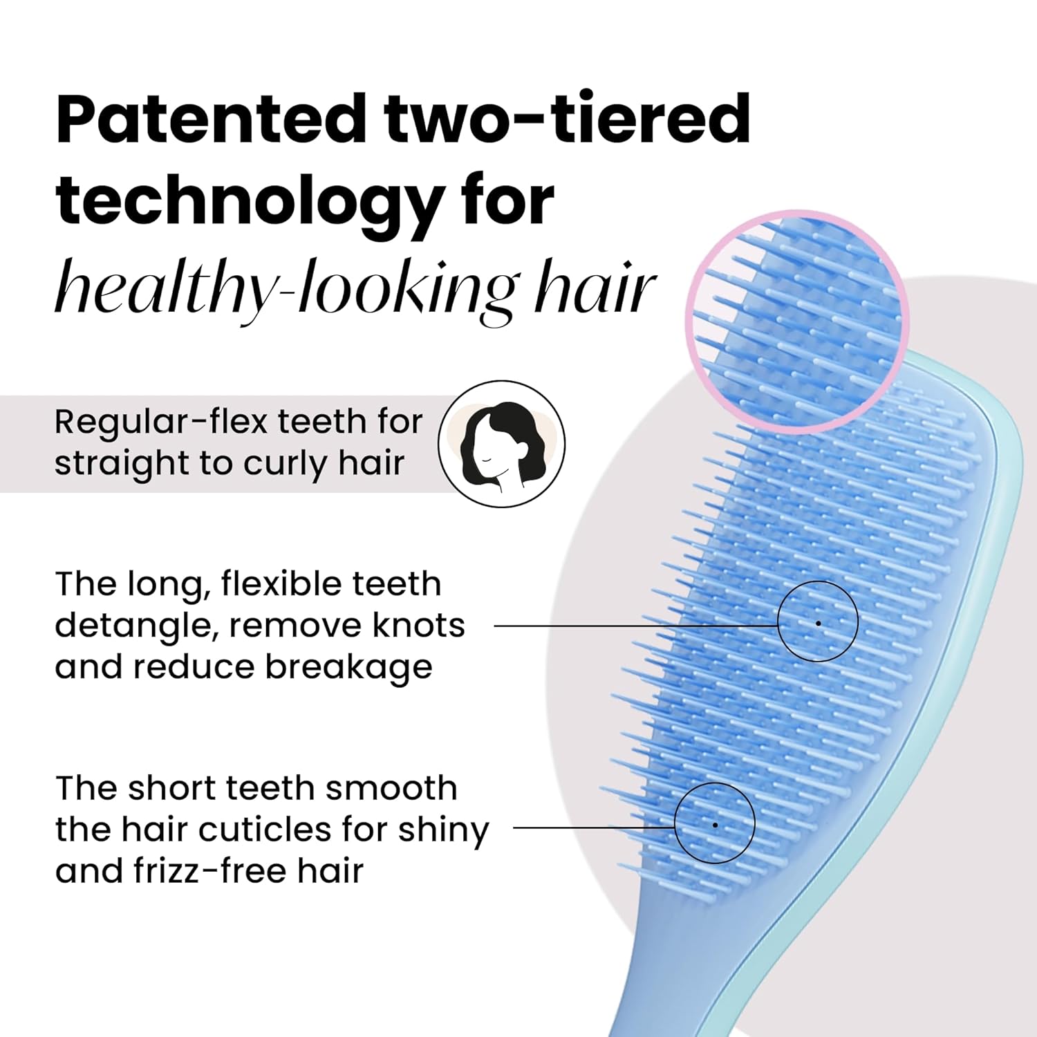 Tangle Teezer Ultimate Detangler Hairbrush – For Wet & Dry Hair, Reduces Knots & Breakage | Ideal for All Hair Types, Denim Blues