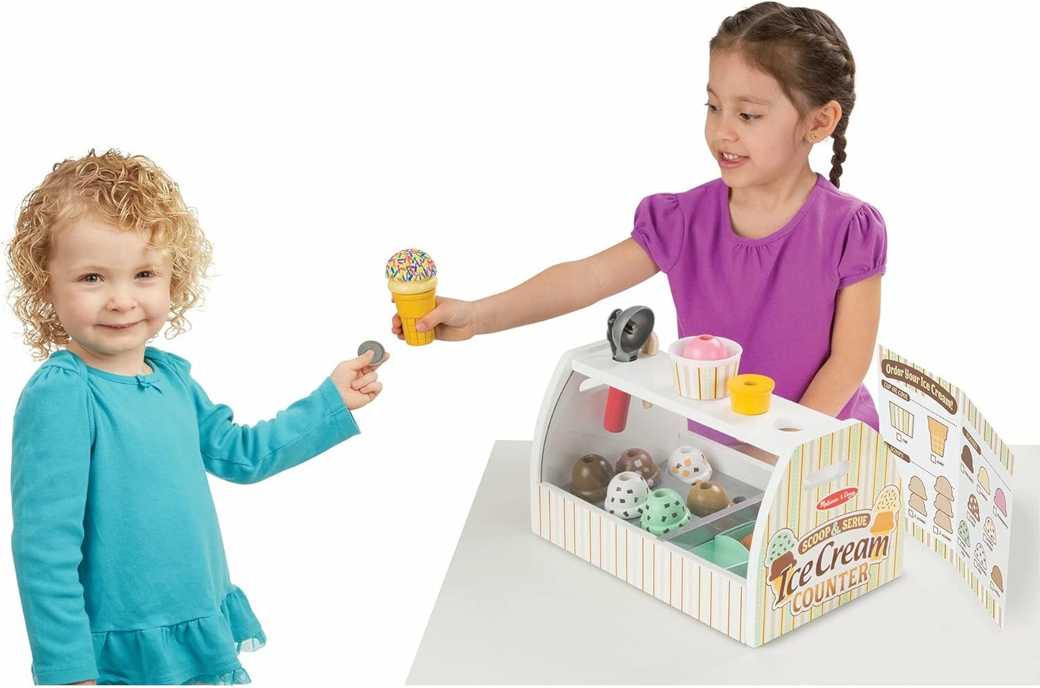 Melissa & Doug Wooden Scoop & Serve Ice Cream Counter (28 pcs) - Ballimart