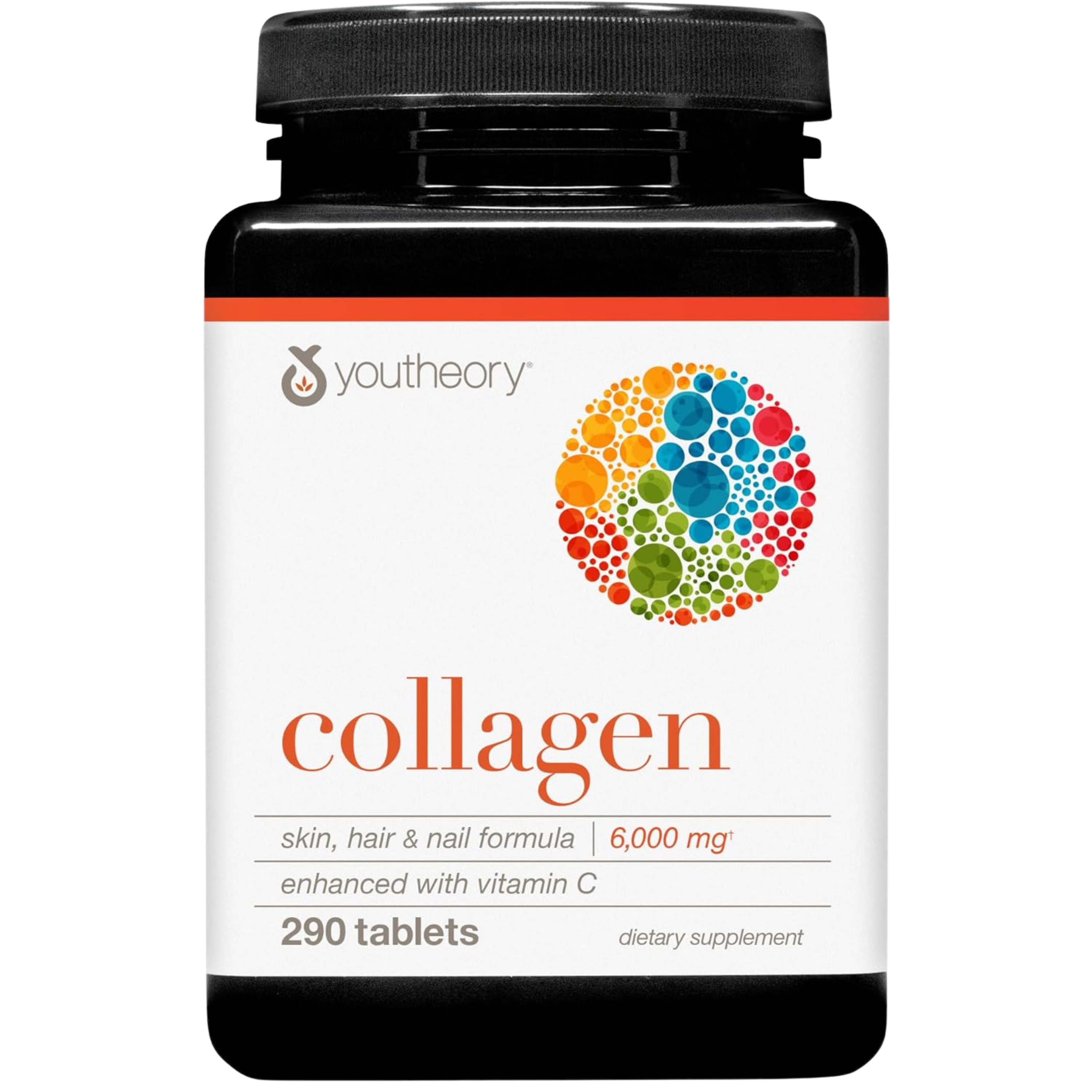 Youtheory Advanced Collagen with Vitamin C - 6,000 mg Collagen for Hair, Skin &amp; Nails* | Gluten-Free Supplements for Men &amp; Women | Anti-Aging, Joint &amp; Bone Support - 290 Tablets