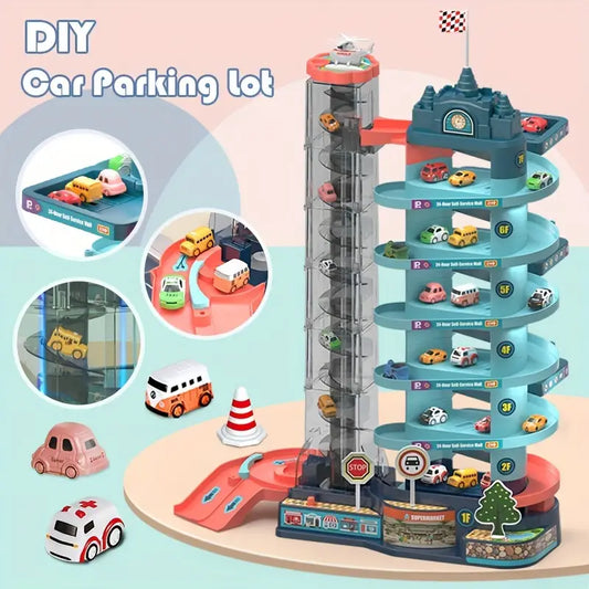 Children's Electric Track Car Large 7-story Parking Lot - Ballimart