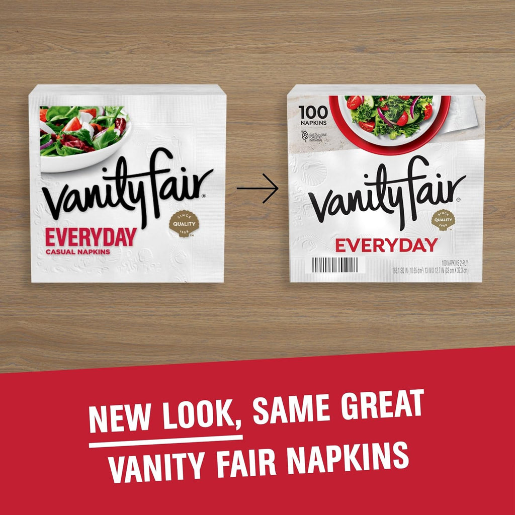 Vanity Fair Everyday Paper Napkins, 200 Count, Disposable Napkins Made Soft And Smooth For Everyday Meals - Ballimart