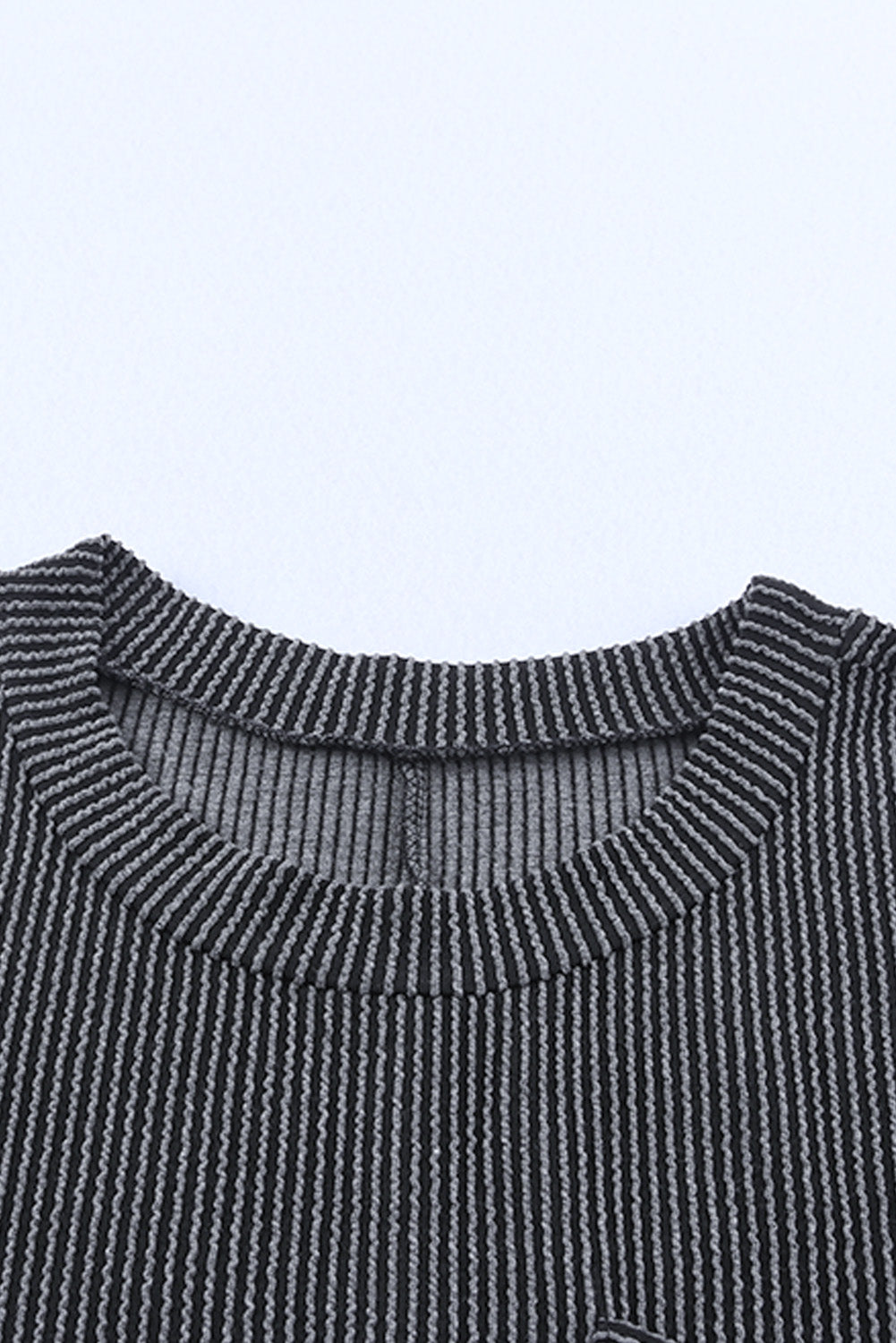 Gray Striped Ribbed Knit T-shirt Shift Dress - Ballimart