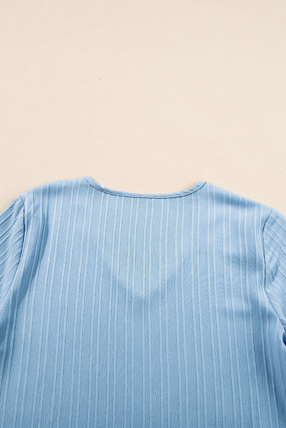 Beau Blue Ruffled Half Sleeve V Neck Textured Top - Ballimart