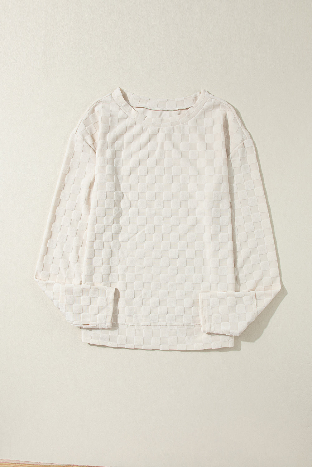 Beige Solid Textured Thumbhole Sleeve Top - Ballimart