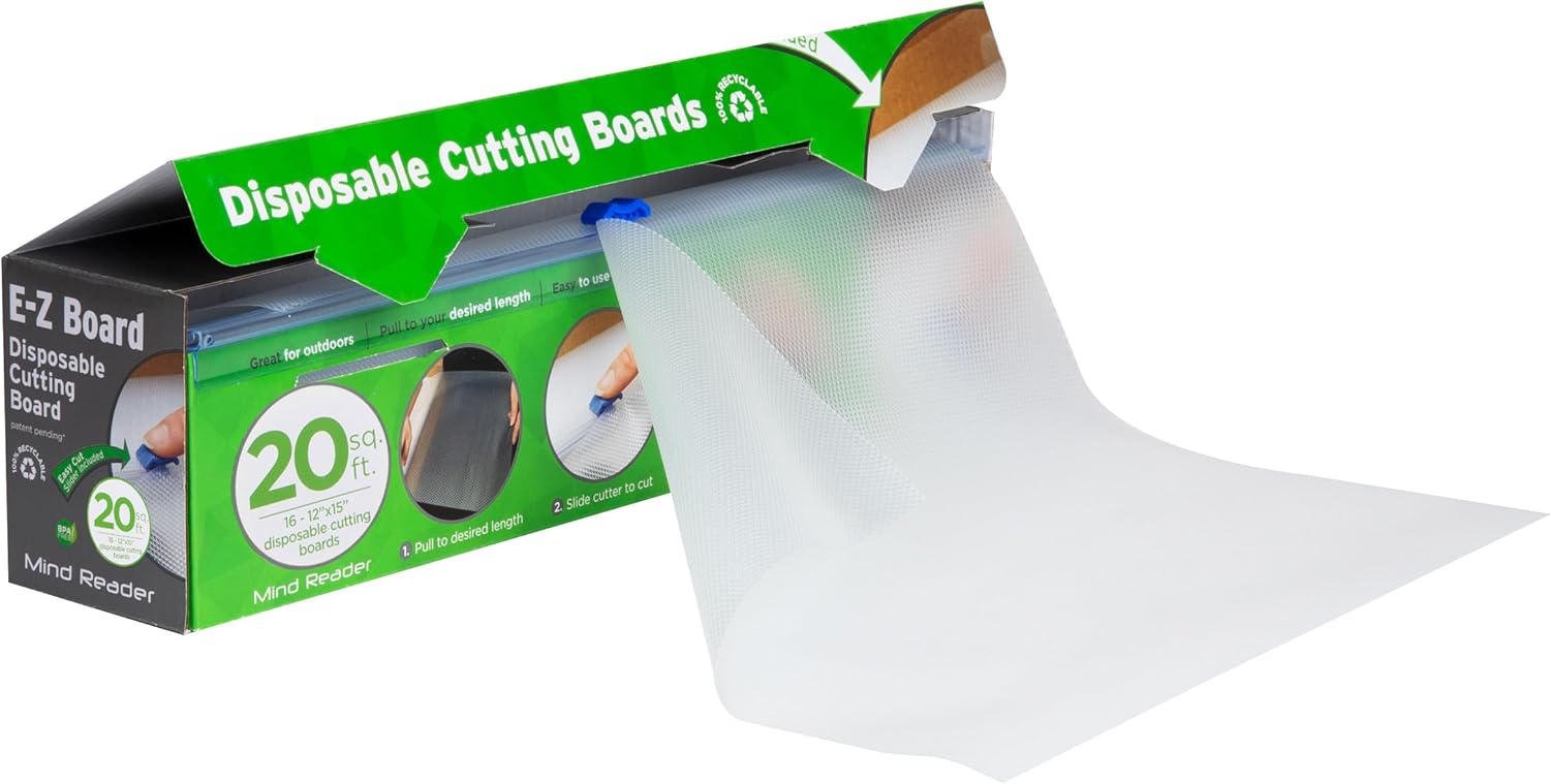 Mind Reader E-Z Board Disposable Plastic Cutting Board - 20 Sq. Ft | BPA-Free, Recyclable & Convenient - Ballimart