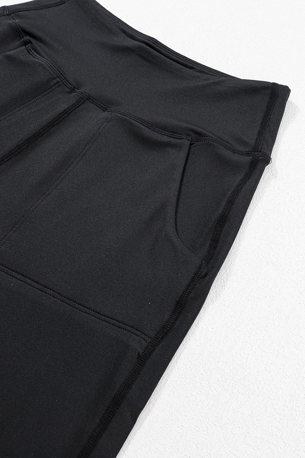 Black Exposed Seam High Waist Pocketed Joggers - Ballimart