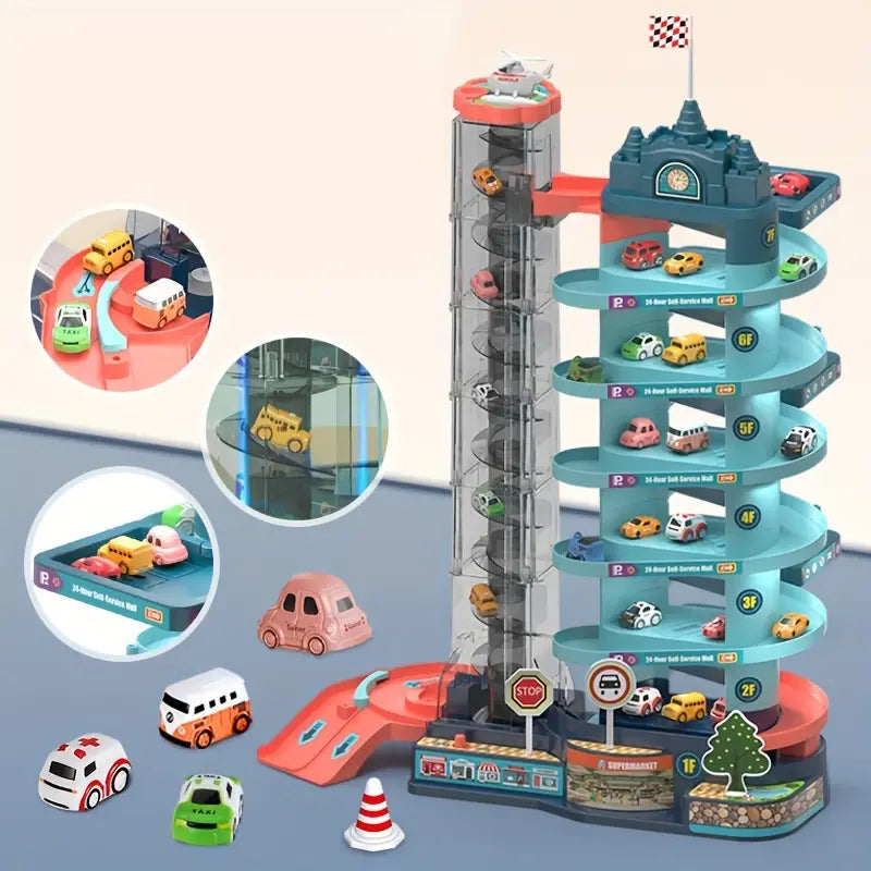 Children's Electric Track Car Large 7-story Parking Lot - Ballimart