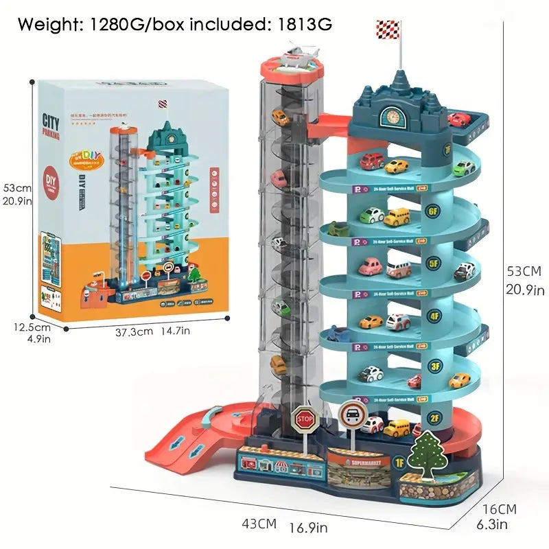 Children's Electric Track Car Large 7-story Parking Lot - Ballimart