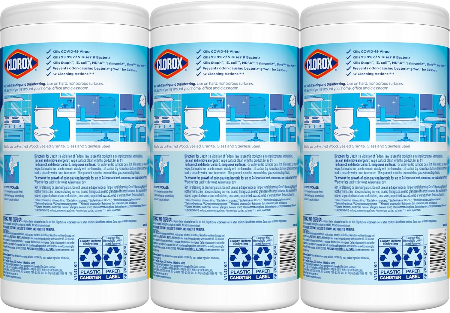 Clorox Disinfecting Wipes - Value Pack (3 x 75 Count) | Kills 99.9% of Viruses & Bacteria