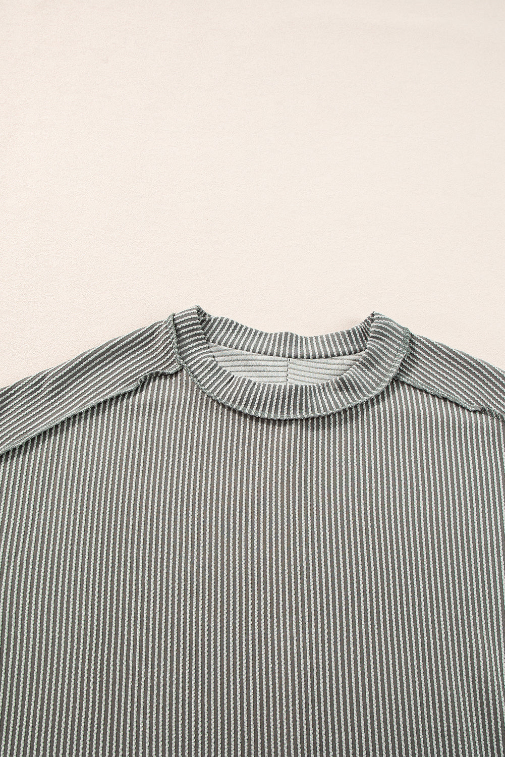 Medium Grey Textured Knit Exposed Stitching T-shirt - Ballimart