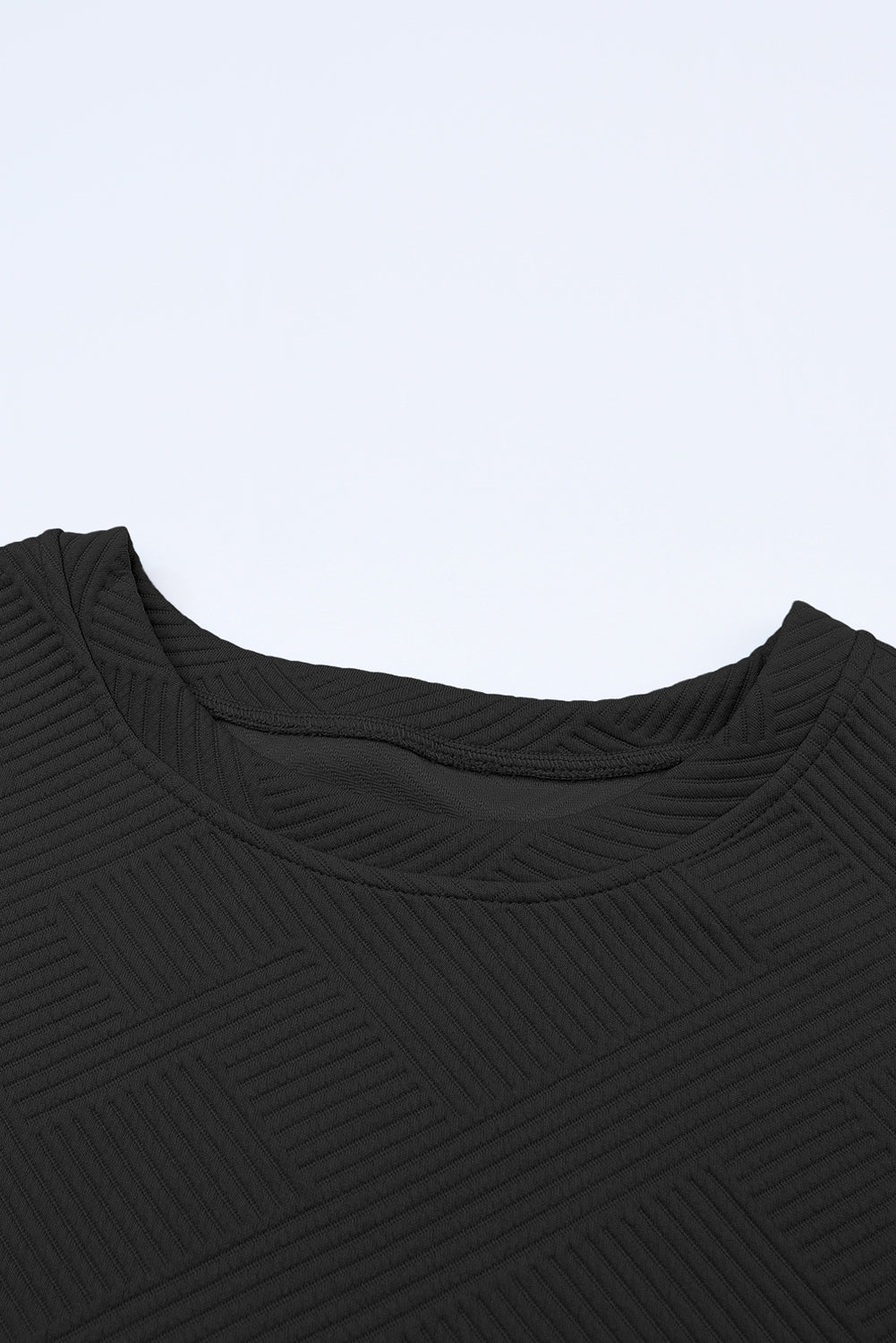 Black Textured Loose Fit T Shirt and Drawstring Pants Set - Ballimart