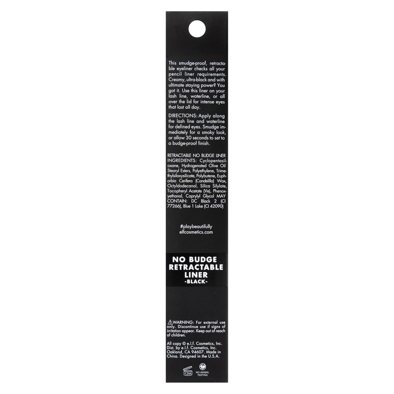 e.l.f. No Budge Retractable Eyeliner - Waterproof & Ultra-Pigmented | Vegan & Cruelty-Free