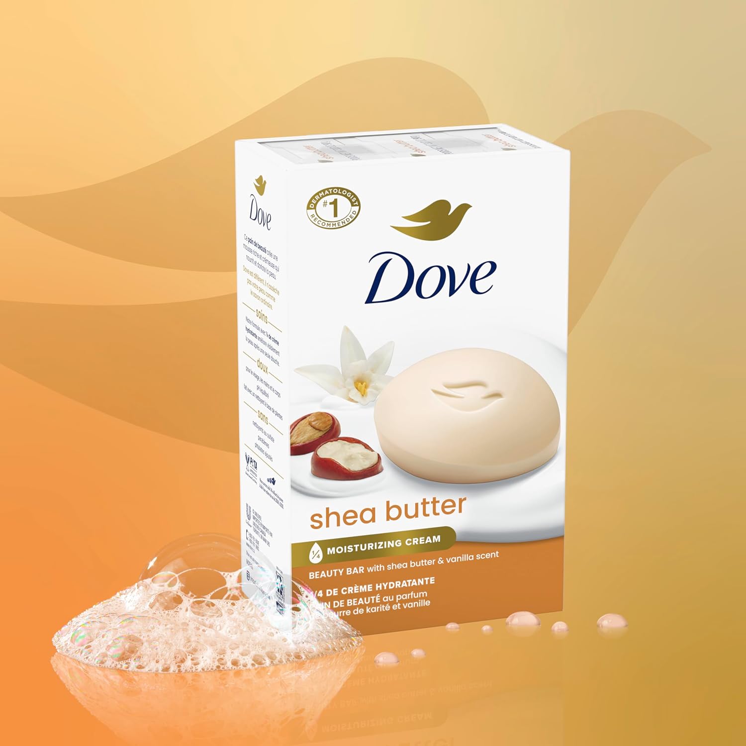 Dove Shea Butter Beauty Bar Soap – Nourishing &amp; Hydrating for Softer Skin (8 Count