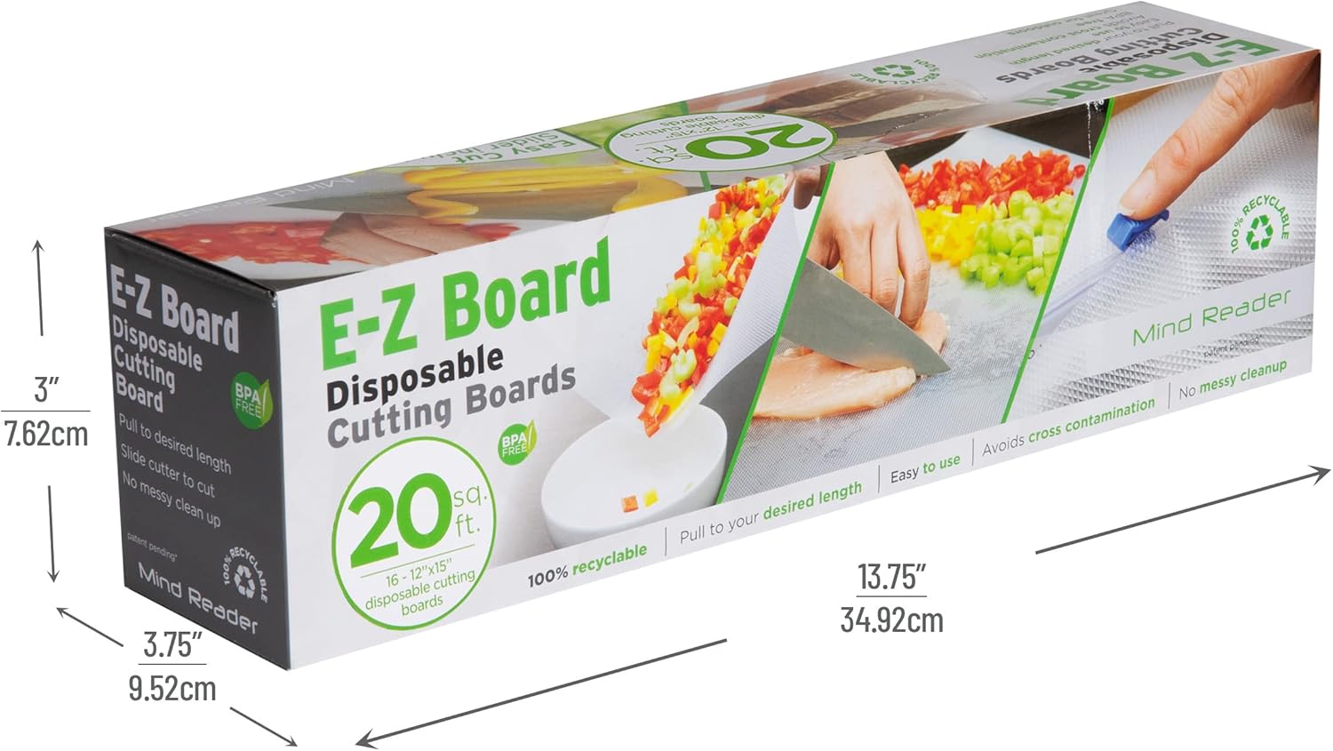 Mind Reader E-Z Board Disposable Plastic Cutting Board - 20 Sq. Ft | BPA-Free, Recyclable & Convenient