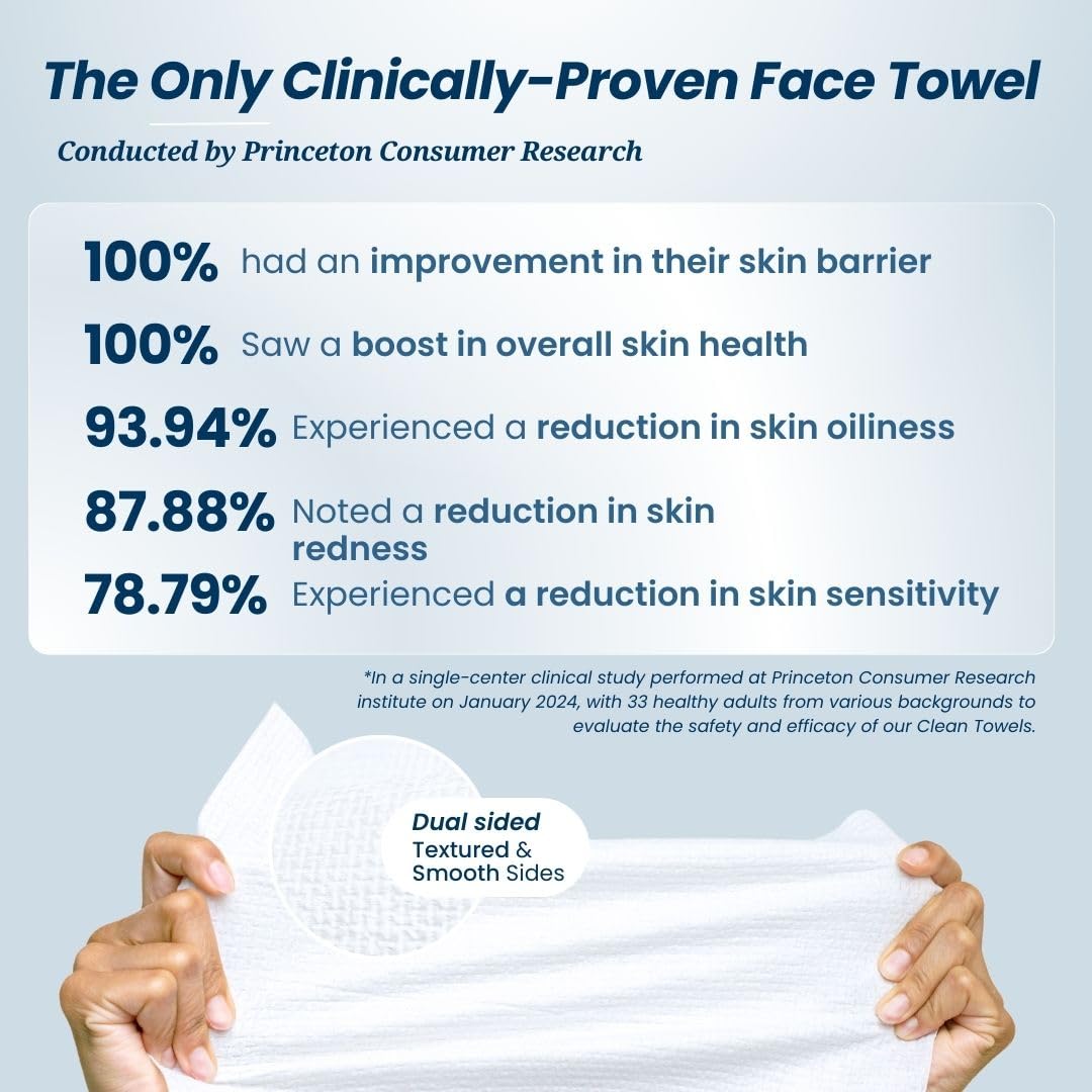 Clean Skin Club Clean Towels XL™ - 100% Biobased Face Towel | Ultra Soft & Disposable