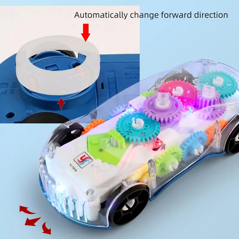Transparent Gear Toy Car Color Light Electric Music Universal Concept Car - Ballimart