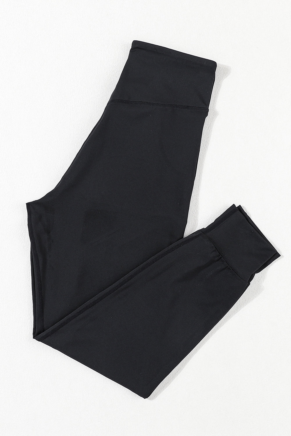 Black Exposed Seam High Waist Pocketed Joggers - Ballimart