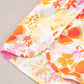 Orange Boho Floral Shirred High Waist Casual Shorts - Ballimart