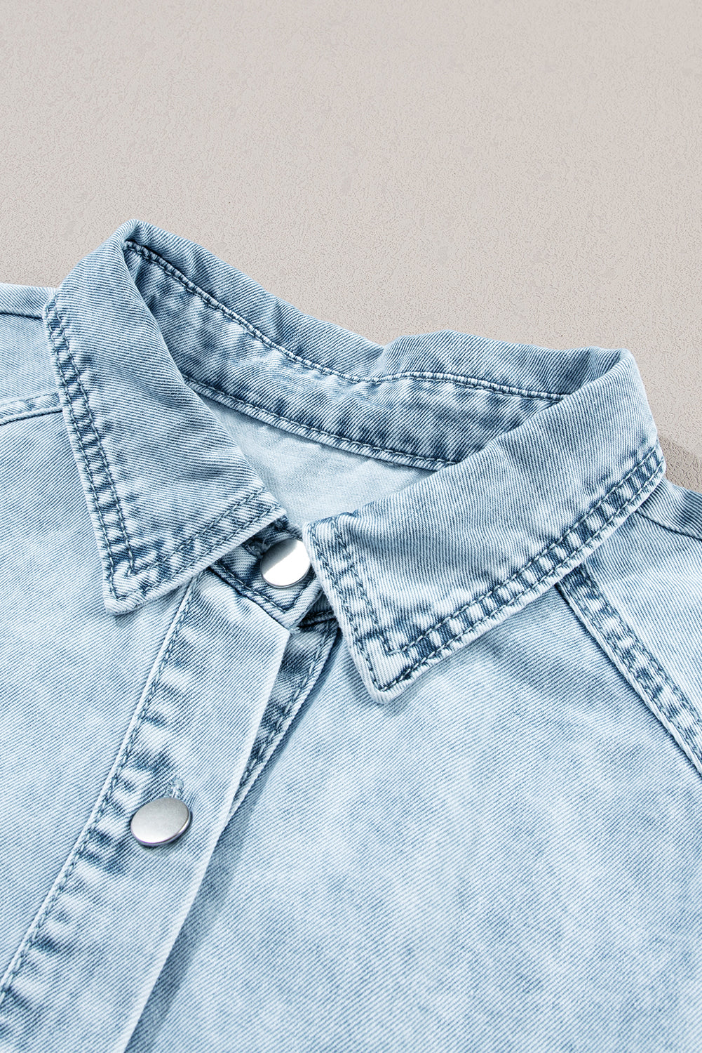 Beau Blue Mineral Wash Ruffled Short Sleeve Buttoned Denim Dress - Ballimart