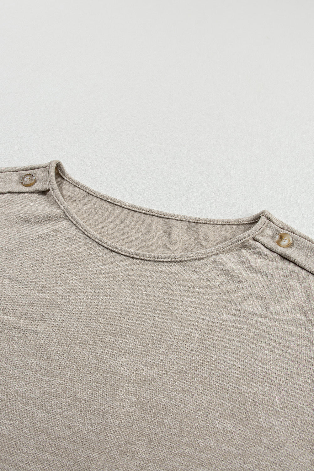 Smoke Gray Button Detail Batwing Sleeve Casual Tee - Ballimart