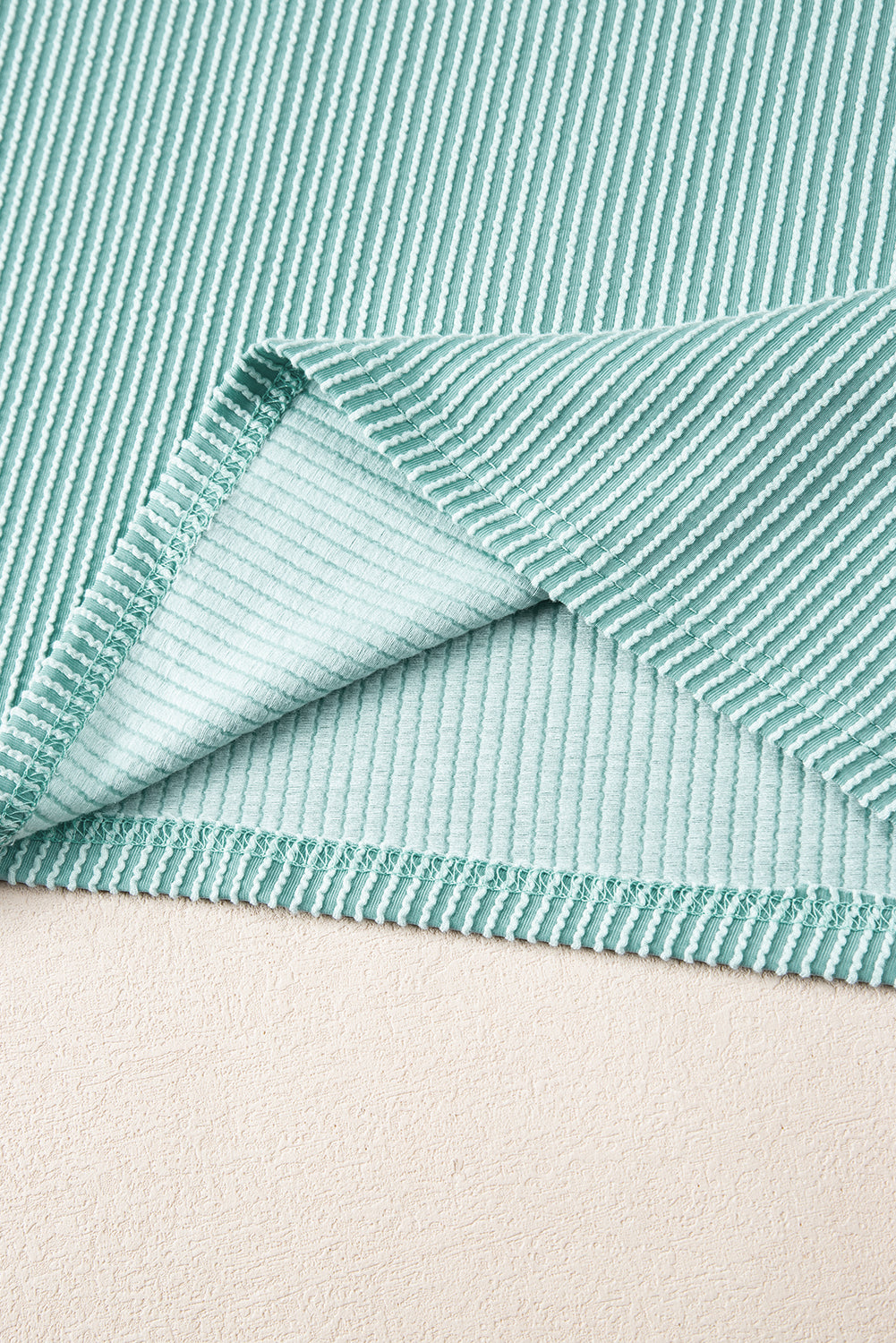 Iceland Blue Ribbed Textured Knit Loose Fit Tee and Shorts Set - Ballimart